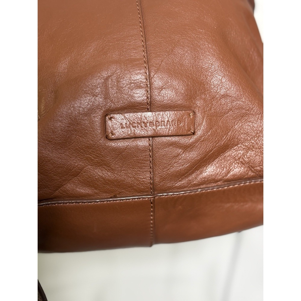 Lucky Brand Leather Brown Cognac Backpack Gold Studded Adjustable‎ Straps - Picture 9 of 16